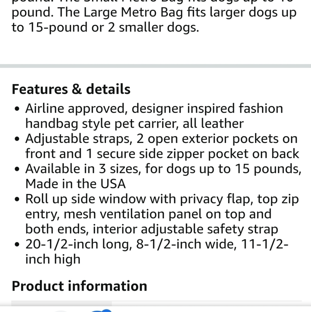 **SOLD** Petote Metro Classic pet carrier **Hostess pick!!** - Picture 11 of 12